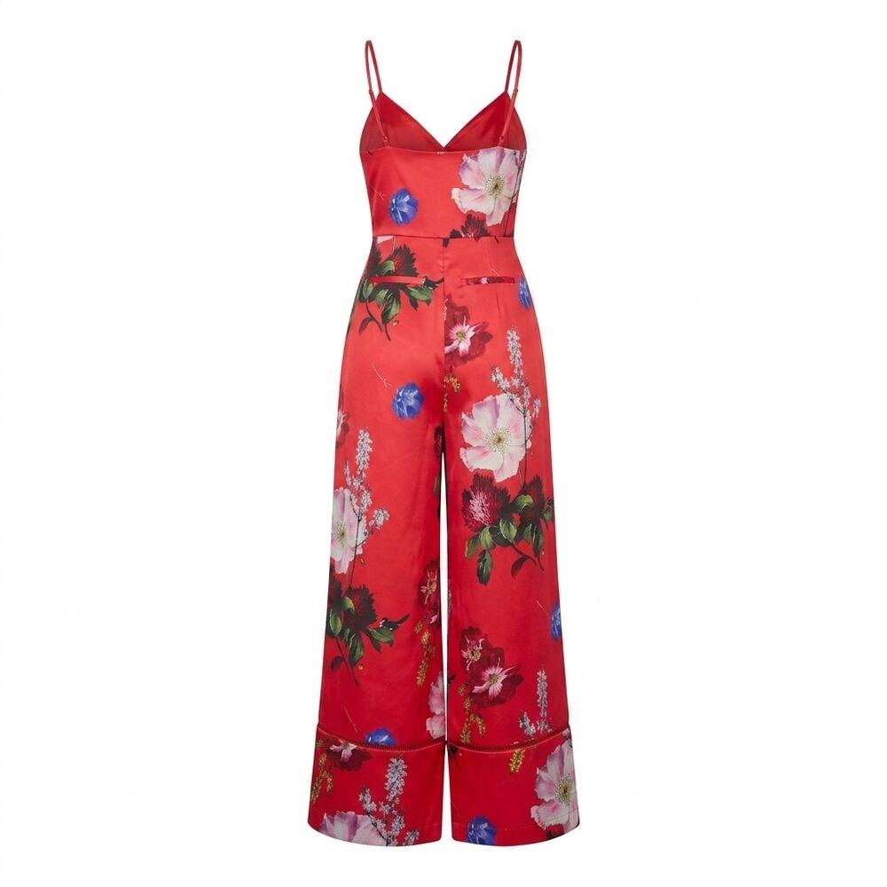 Ted Baker Red Floral Wide Leg Jumpsuit | Size 4 - Picture 2 of 9